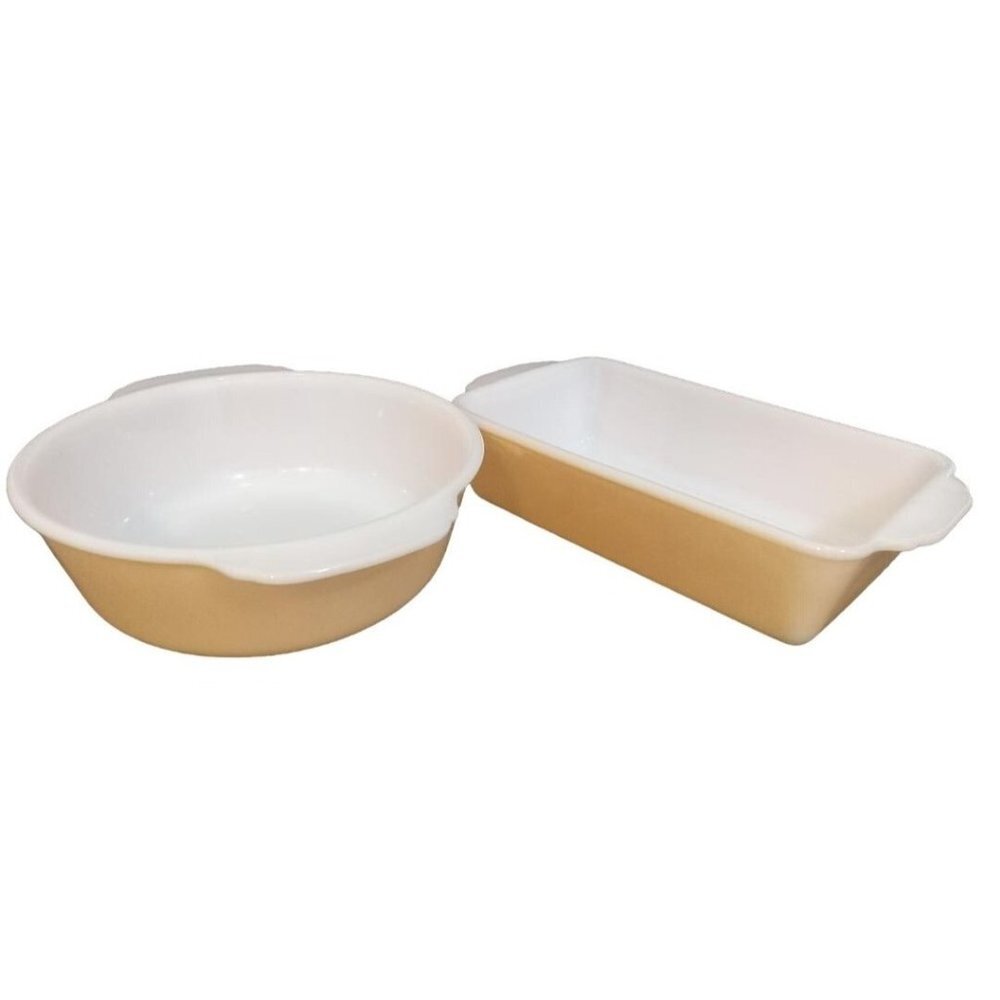 Fire King Anchor Hocking Round Casserole Loaf Pan Dish Vintage No Lids Set Of 2